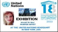 نجاة الباز: فنانة تشكيلية تجسد اللغة والحضارة العربية في معرضها بالنادي الثقافي لمقر الأمم المتحدة بنيويورك امريكا