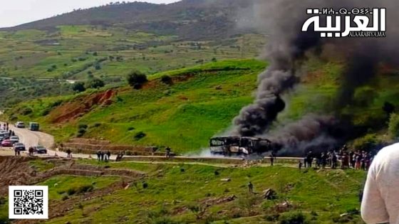 حافلة نقل المسافرين تتعرض لحادث احتراق ضواحي شفشاون