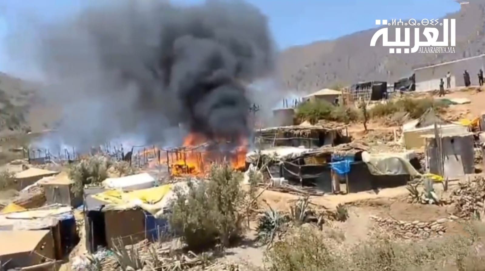 حريق مهول يشب في خيام متضرري زلزال الحوز