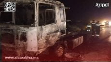 حريق يلتهم شاحنة بالطريق السيار بين الخميسات ومكناس