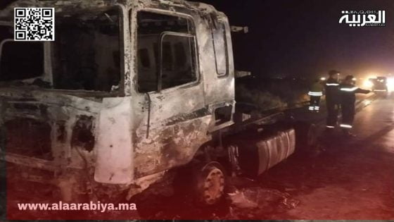 حريق يلتهم شاحنة بالطريق السيار بين الخميسات ومكناس