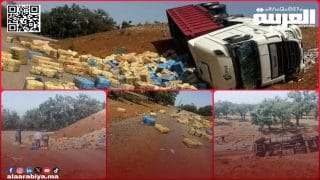 انقلاب شاحنة بين العرجات وسيدي علال البحراوي يكشف عن أطنان من المخدرات