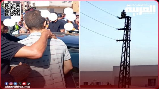 شاب يحتج من فوق عمود كهربائي عالي الجهد على مشاكل الصحة بالمركز الإستشفائي الإقليمي الخميسات