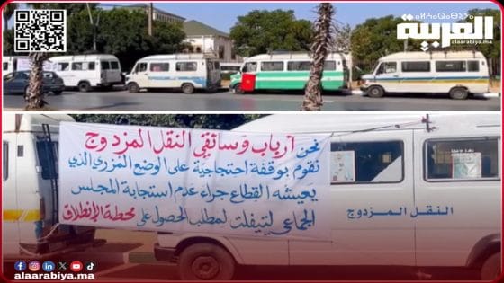 أرباب وسائقو النقل المزدوج بتيفلت يحتجون أمام مقر القصر البلدي ويطالبون بتدخل الجهات المسؤولة